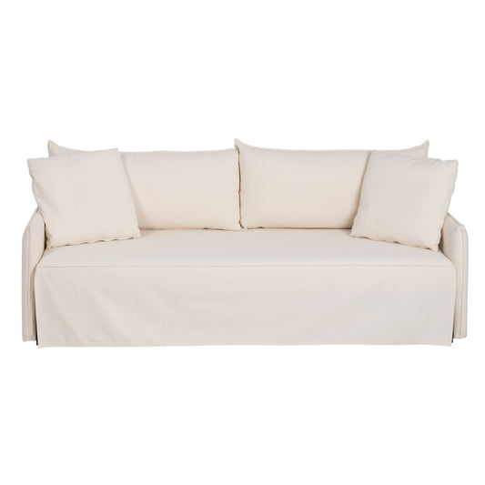 Sofa Bed 200 x 94 x 86 cm Cream Synthetic Fabric