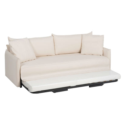 Sofá Cama 200 x 94 x 86 cm Tejido Sintético Crema