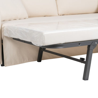 Sofá Cama 200 x 94 x 86 cm Tejido Sintético Crema