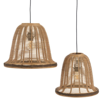 Natural Bamboo Ceiling Lamp 220-240 V 41 x 41 x 33 cm (2 Units)