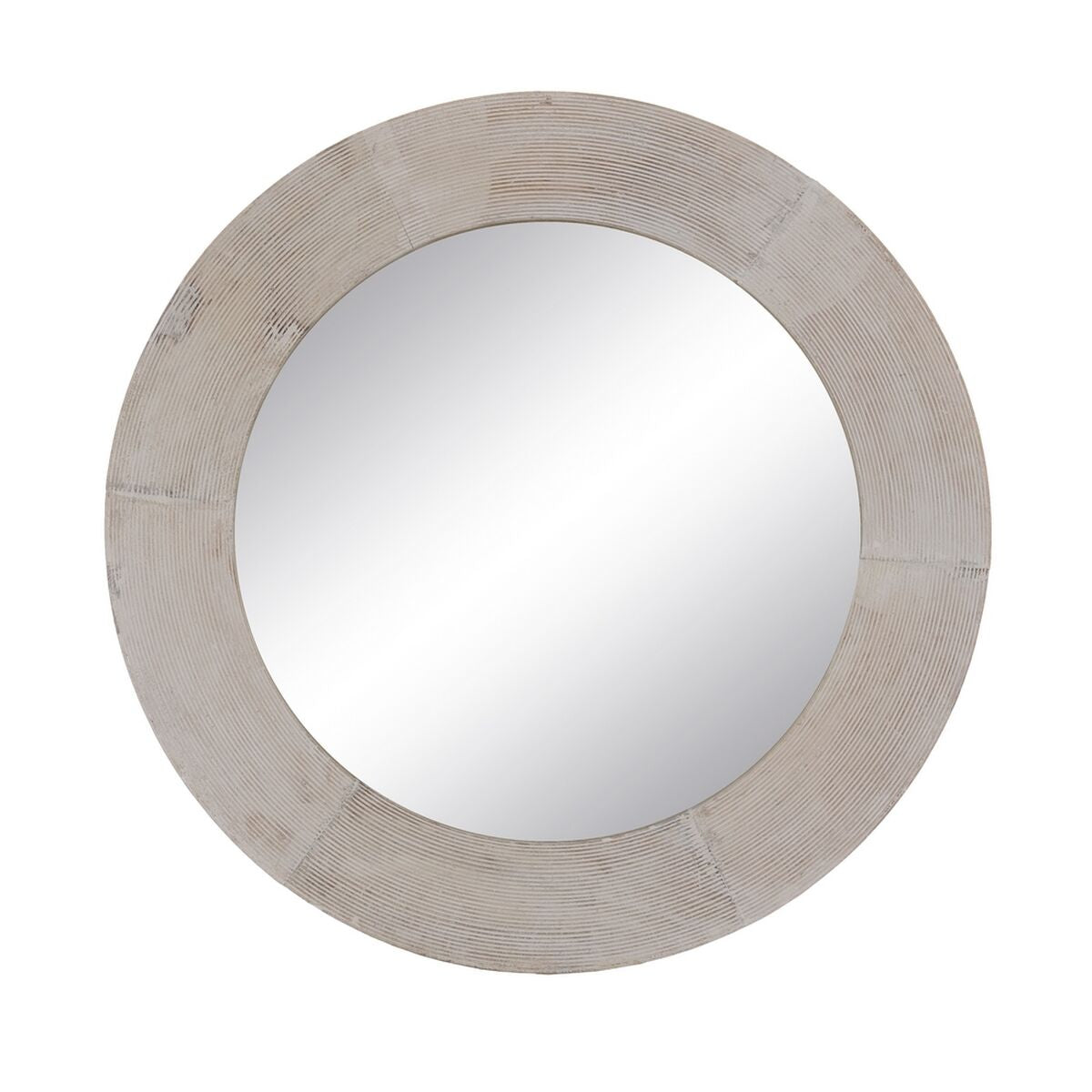 Wall Mirror Natural White Glass Mango Wood MDF Wood Vertical Round 61 x 2.5 x 61 cm