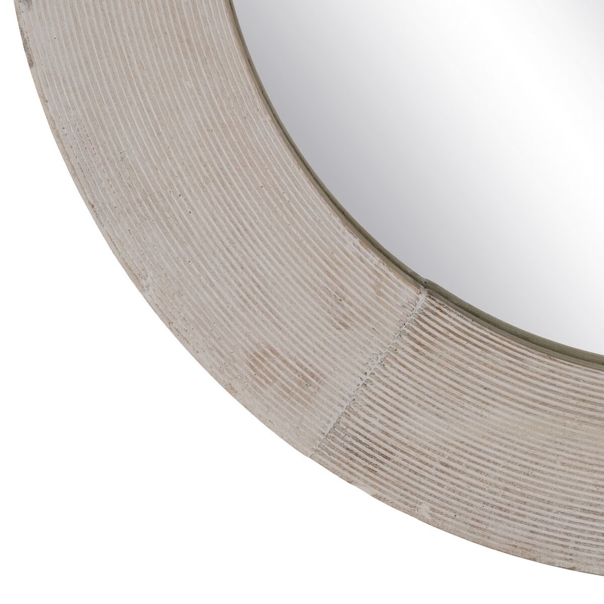 Wall Mirror Natural White Glass Mango Wood MDF Wood Vertical Round 61 x 2.5 x 61 cm