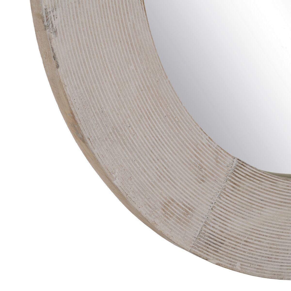 Wall Mirror Natural White Glass Mango Wood MDF Wood Vertical Round 61 x 2.5 x 61 cm