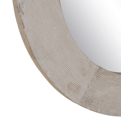 Wall Mirror Natural White Glass Mango Wood MDF Wood Vertical Round 61 x 2.5 x 61 cm