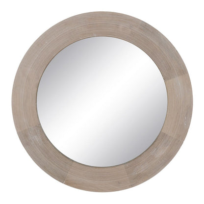 Wall Mirror Natural White Glass Mango Wood MDF Wood Vertical Round 91.5 x 3.8 x 91.5 cm