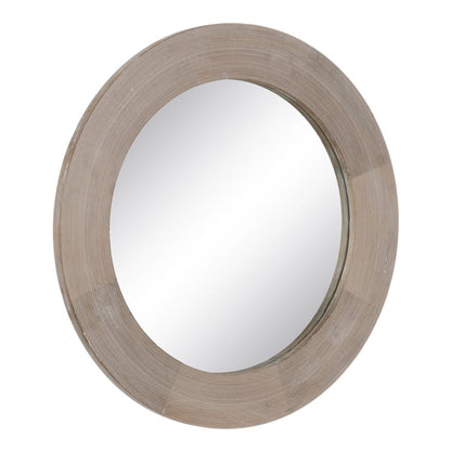 Wall Mirror Natural White Glass Mango Wood MDF Wood Vertical Round 91.5 x 3.8 x 91.5 cm