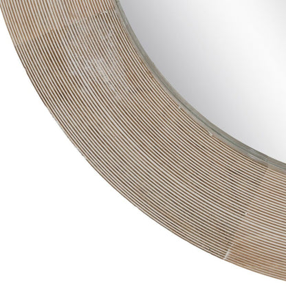 Wall Mirror Natural White Glass Mango Wood MDF Wood Vertical Round 91.5 x 3.8 x 91.5 cm