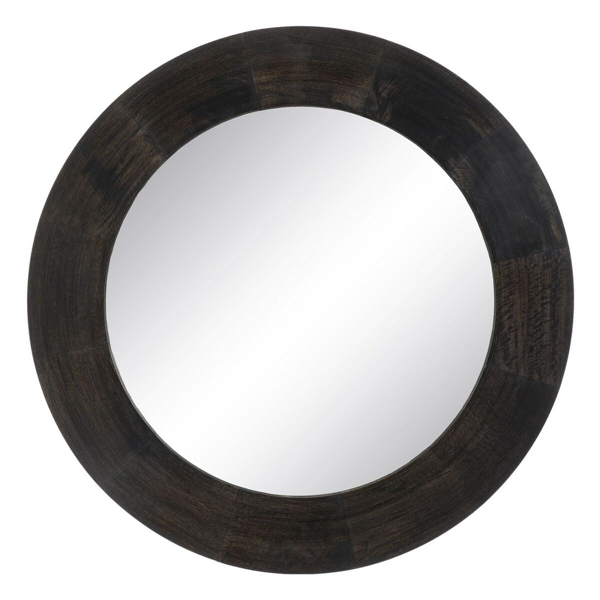 Wall Mirror Dark Brown Glass Mango Wood MDF Wood Vertical Round 122 x 3.8 x 122 cm