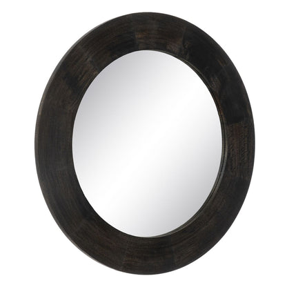 Wall Mirror Dark Brown Glass Mango Wood MDF Wood Vertical Round 122 x 3.8 x 122 cm