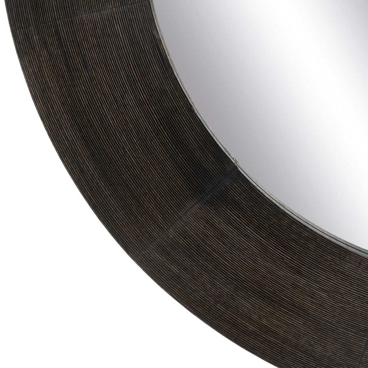 Wall Mirror Dark Brown Glass Mango Wood MDF Wood Vertical Round 122 x 3.8 x 122 cm