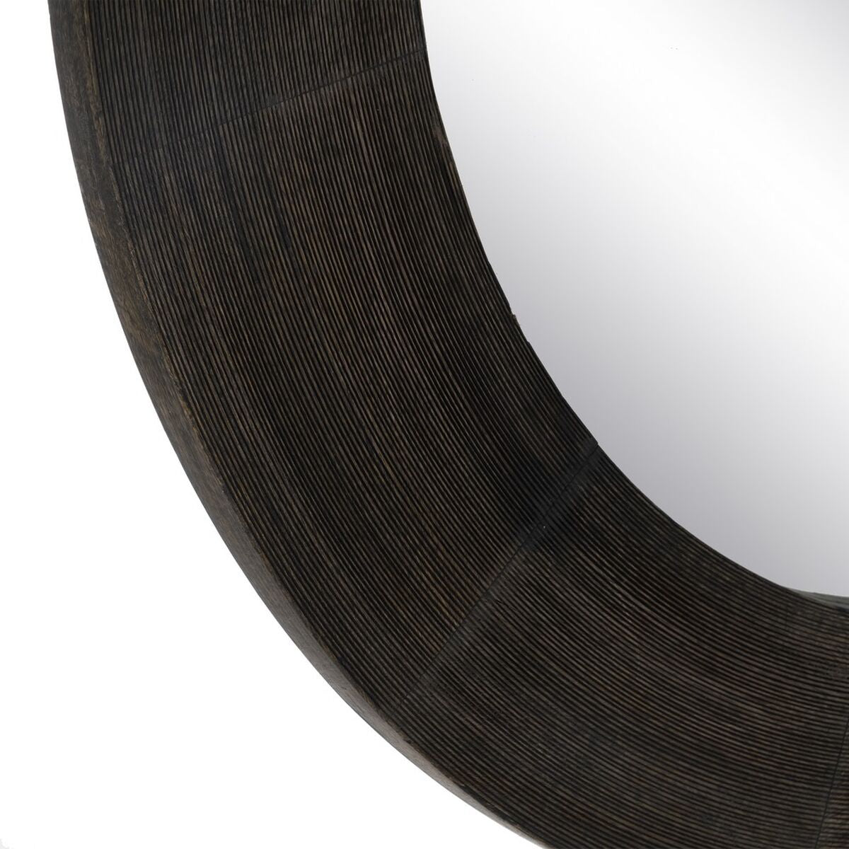 Wall Mirror Dark Brown Glass Mango Wood MDF Wood Vertical Round 122 x 3.8 x 122 cm