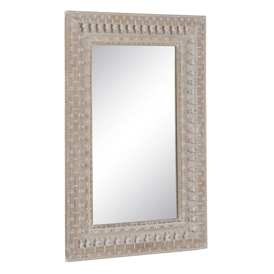 Wall Mirror Natural White Glass Mango Wood MDF Wood Vertical 71.1 x 5.1 x 101.6 cm