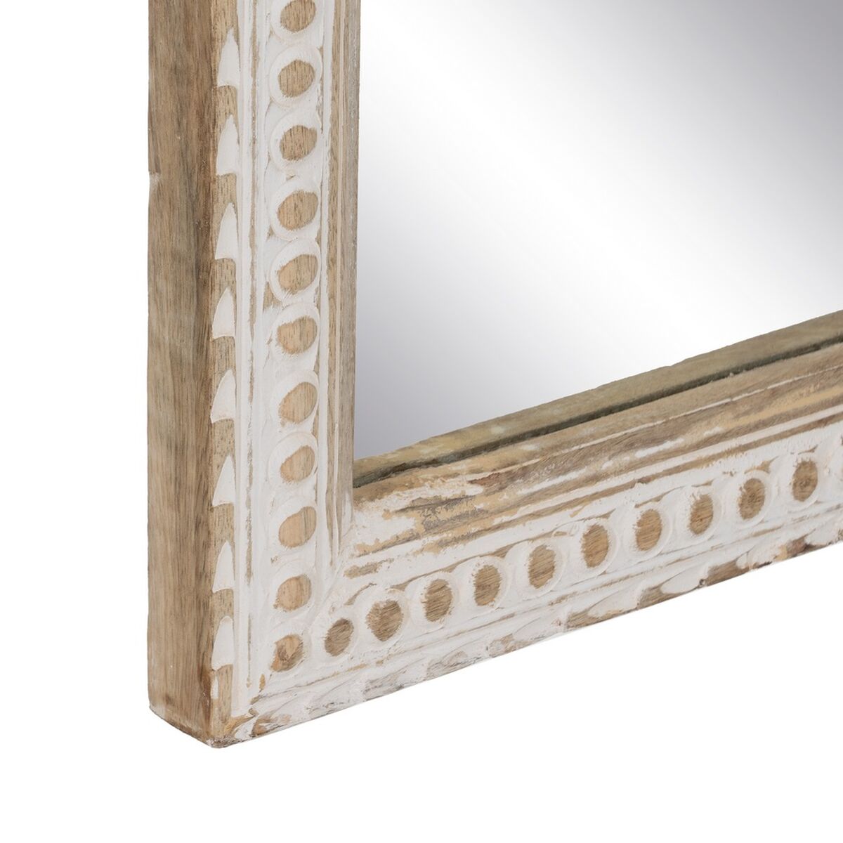 Wall Mirror Natural White Glass Mango Wood MDF Wood Vertical 60.9 x 3.8 x 152.4 cm