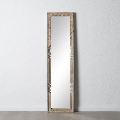 Dressing Mirror Natural White Glass Mango Wood MDF Wood Vertical 48.26 x 7 x 183 cm