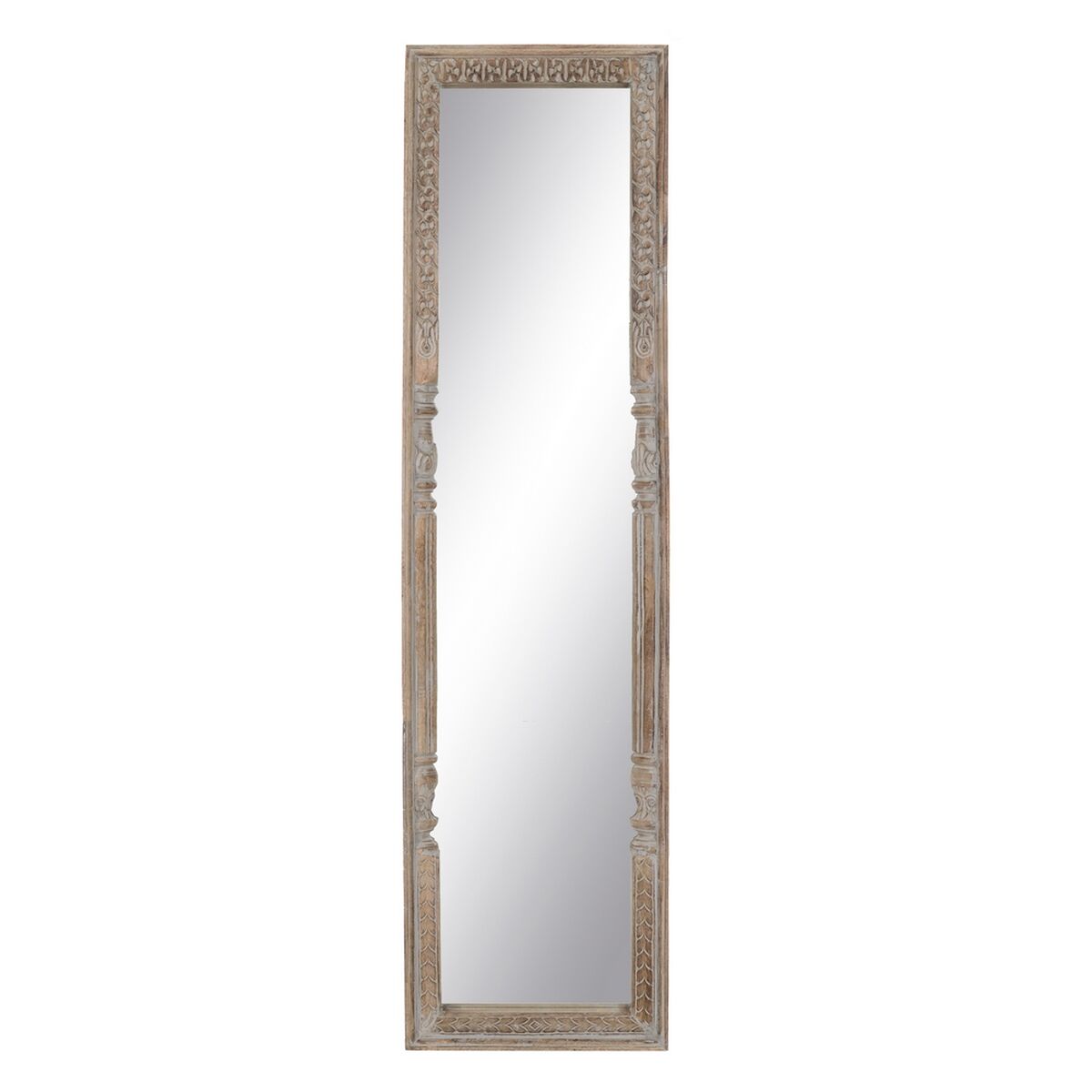 Dressing Mirror Natural White Glass Mango Wood MDF Wood Vertical 48.26 x 7 x 183 cm