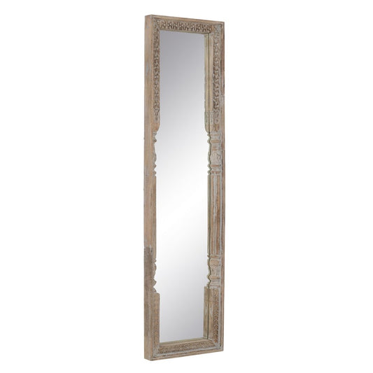 Dressing Mirror Natural White Glass Mango Wood MDF Wood Vertical 48.26 x 7 x 183 cm