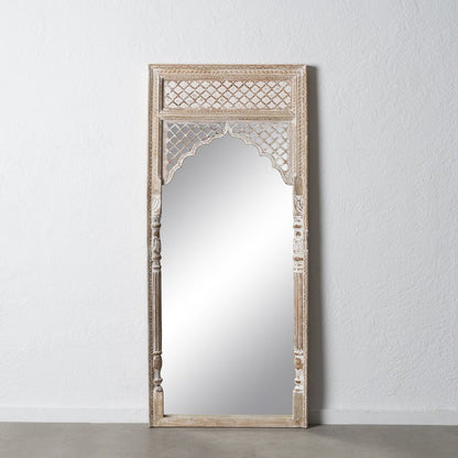 Dressing Mirror Natural White Glass Mango Wood MDF Wood Vertical 76 x 7 x 176.5 cm