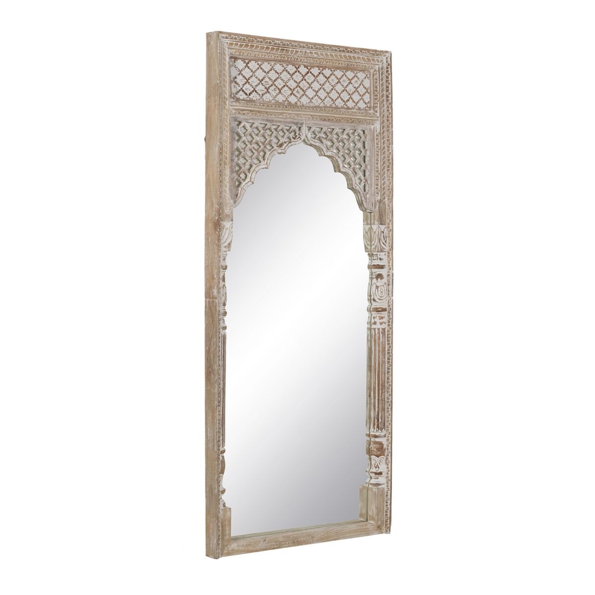 Dressing Mirror Natural White Glass Mango Wood MDF Wood Vertical 76 x 7 x 176.5 cm