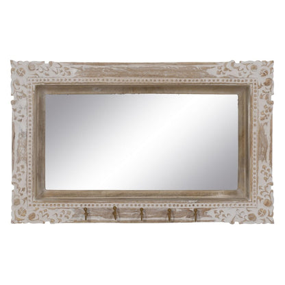 Wall Mirror White Beige Glass Mango Wood MDF Wood Vertical 61 x 10.79 x 38 cm