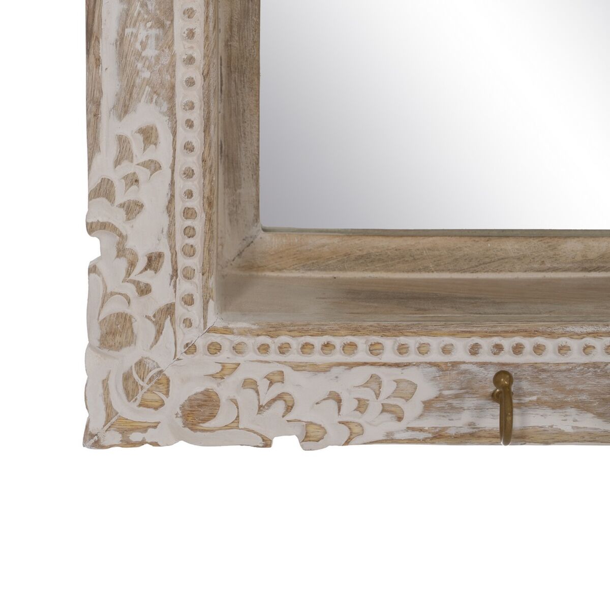 Wall Mirror White Beige Glass Mango Wood MDF Wood Vertical 61 x 10.79 x 38 cm