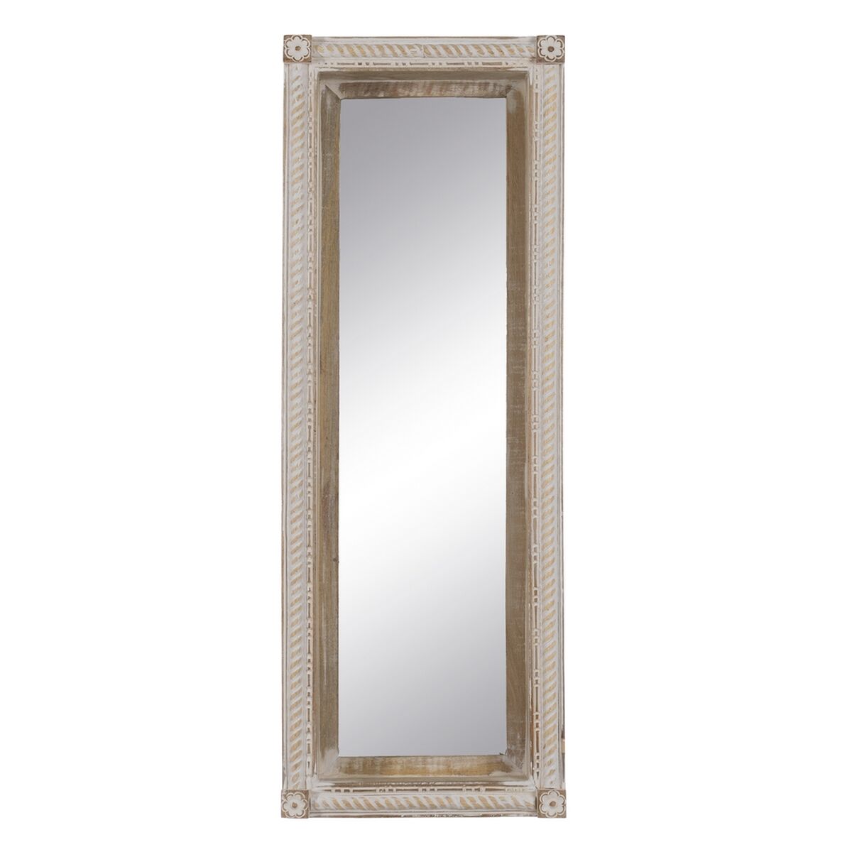 Wall Mirror Natural White Glass Mango Wood MDF Wood Vertical 106.6 x 12.7 x 38 cm