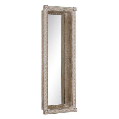 Wall Mirror Natural White Glass Mango Wood MDF Wood Vertical 106.6 x 12.7 x 38 cm