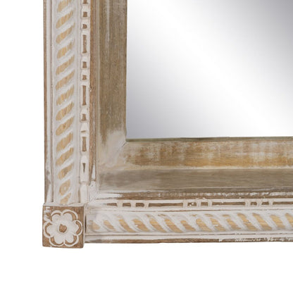 Wall Mirror Natural White Glass Mango Wood MDF Wood Vertical 106.6 x 12.7 x 38 cm