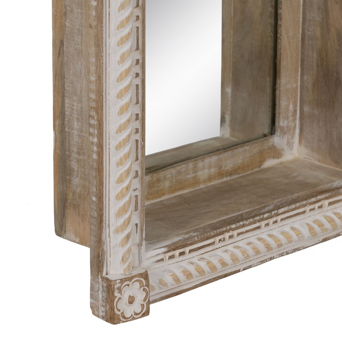 Wall Mirror Natural White Glass Mango Wood MDF Wood Vertical 106.6 x 12.7 x 38 cm