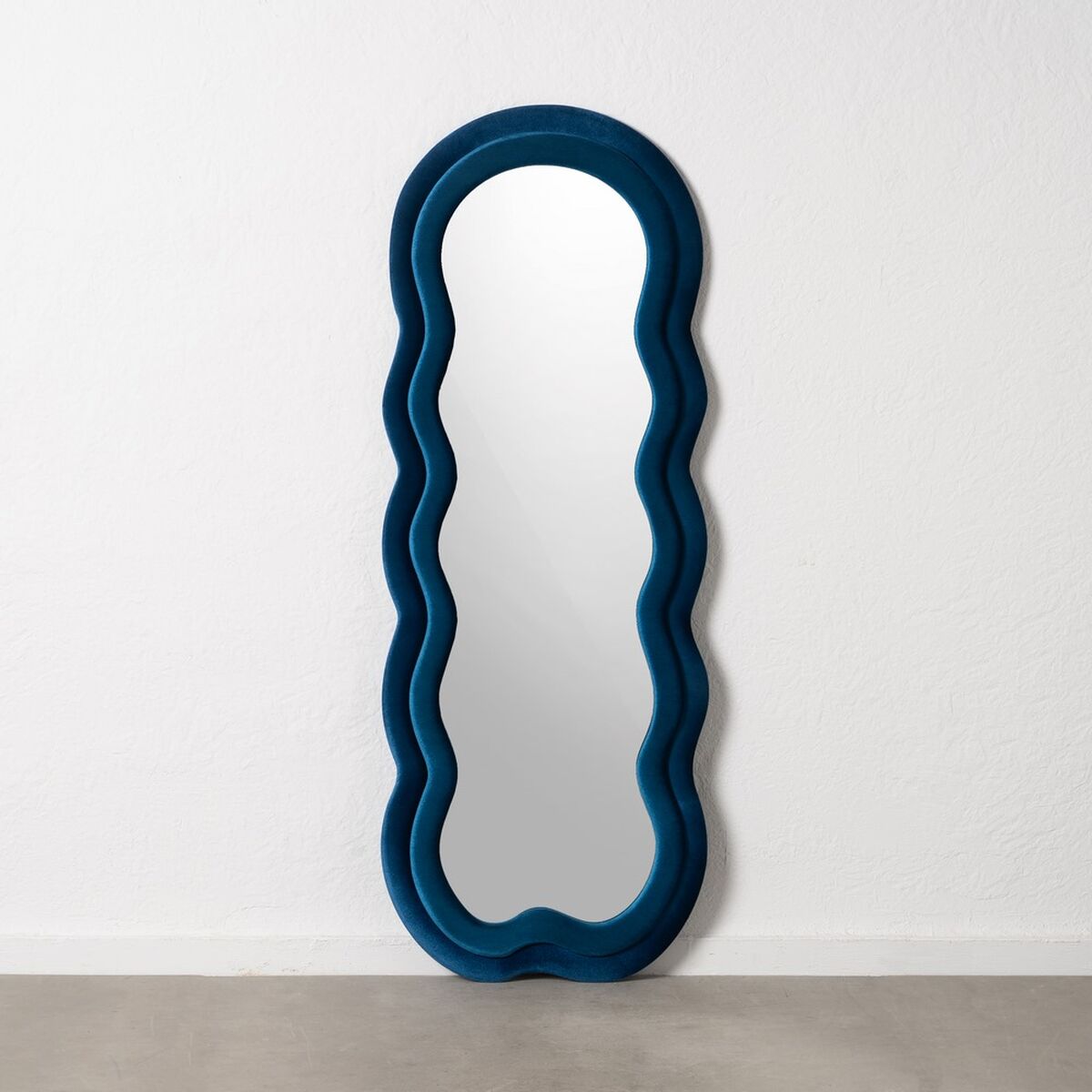 Wall Mirror Blue Flannel Wood Glass Vertical 60 x 4 x 160 cm