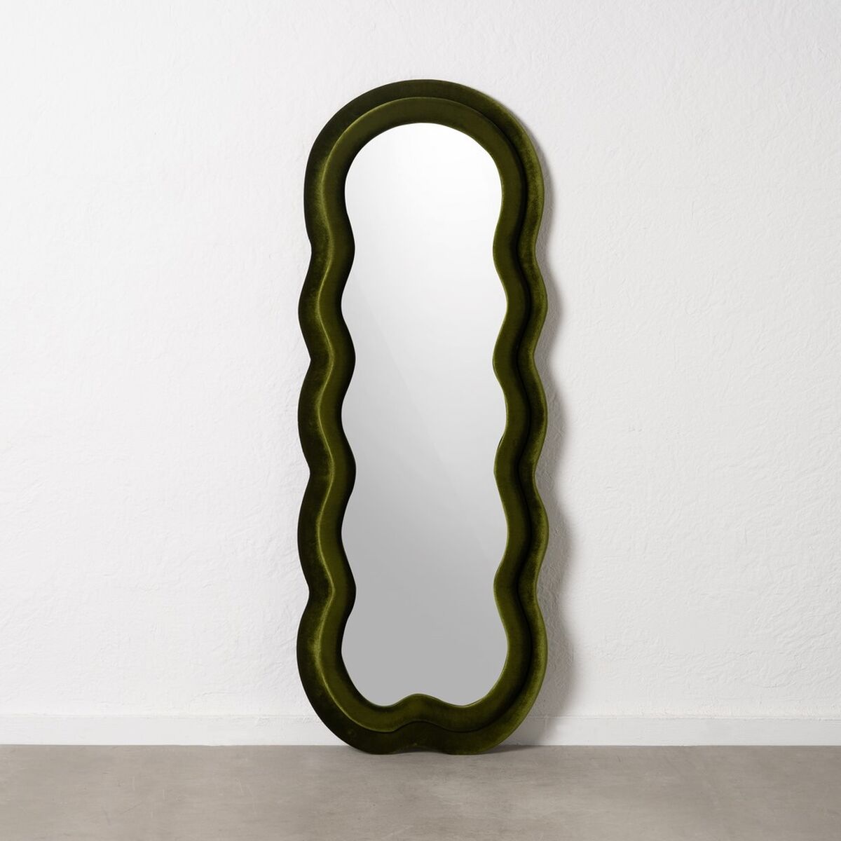 Wall Mirror Green Flannel Wood Glass Vertical 60 x 4 x 160 cm