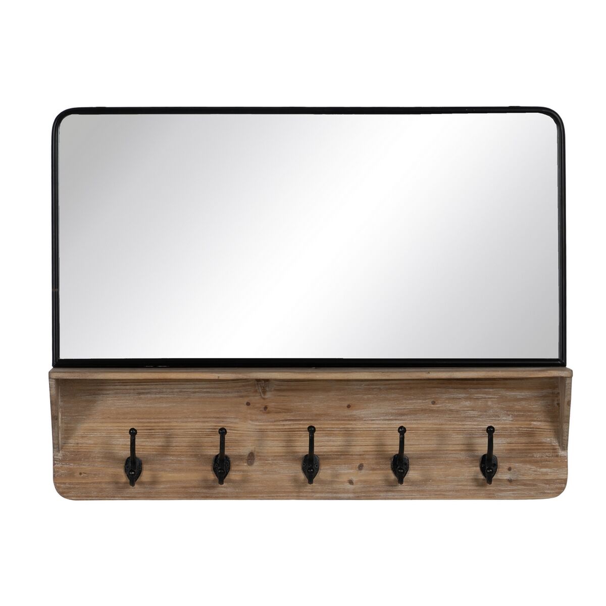 Wall Mirror Black Beige Wood Glass 90 x 13 x 66 cm