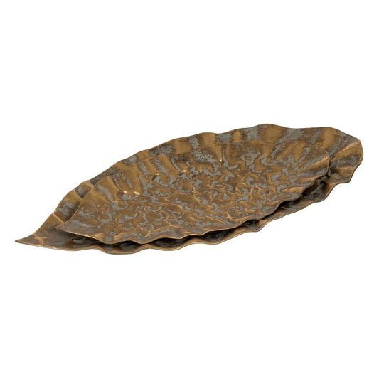 Golden Iron Leaf Snack Tray 52.5 x 25.5 x 5 cm (2 Units)