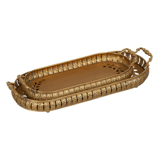 Golden Iron Snack Tray 55 x 22 x 8.5 cm (2 Units)