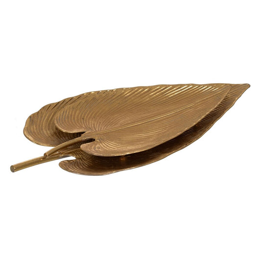 Golden Iron Leaf Snack Tray 72.5 x 36.5 x 5 cm (2 Units)