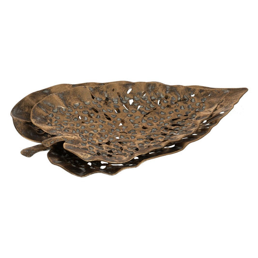 Golden Iron Leaf Snack Tray 53.5 x 34 x 5.5 cm (2 Units)