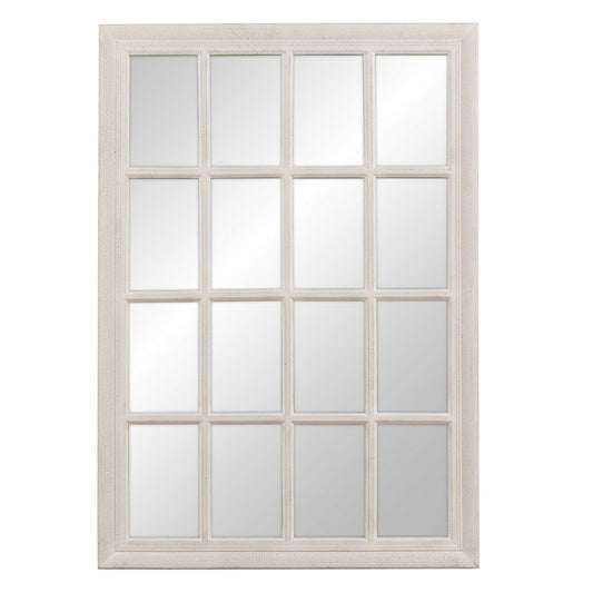 Wall Mirror White Wood Glass Paulownia Wood Window 70 x 3.5 x 100 cm