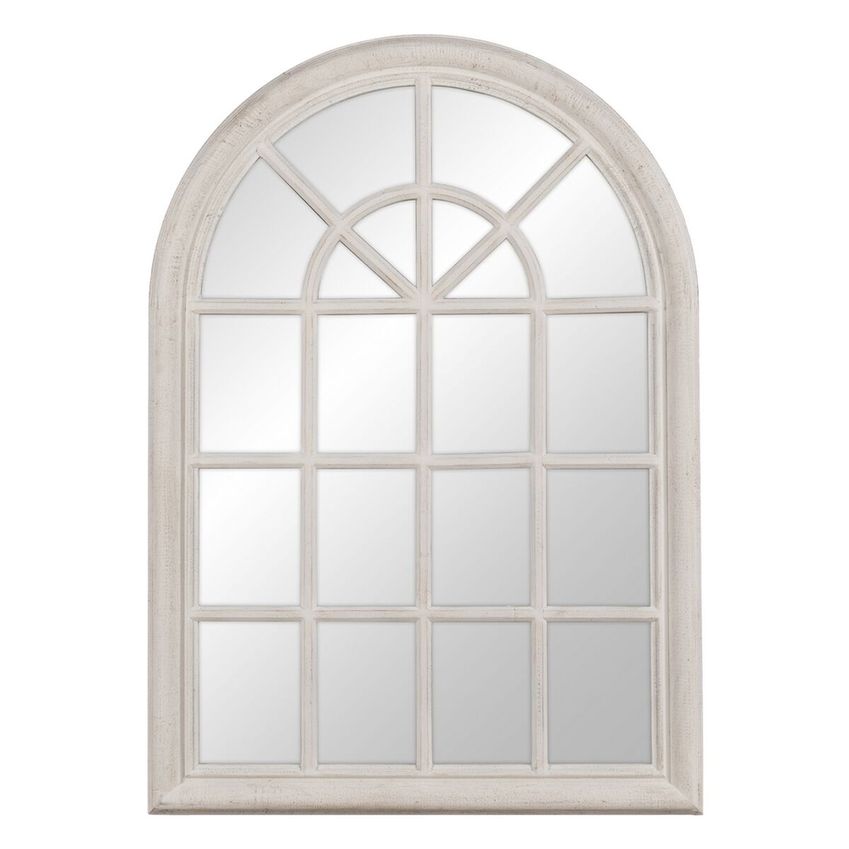 Wall Mirror White Glass Paulownia Wood Window 73.7 x 3.6 x 104 cm