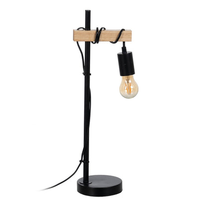 Table lamp Black Beige Wood Iron 220 -240 V 16 x 13 x 52 cm