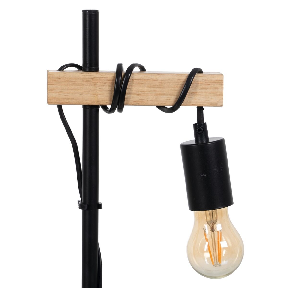 Table lamp Black Beige Wood Iron 220 -240 V 16 x 13 x 52 cm