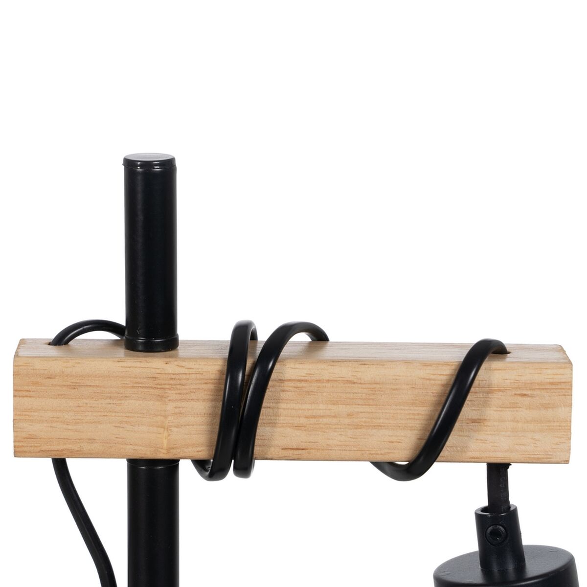 Table lamp Black Beige Wood Iron 220 -240 V 16 x 13 x 52 cm