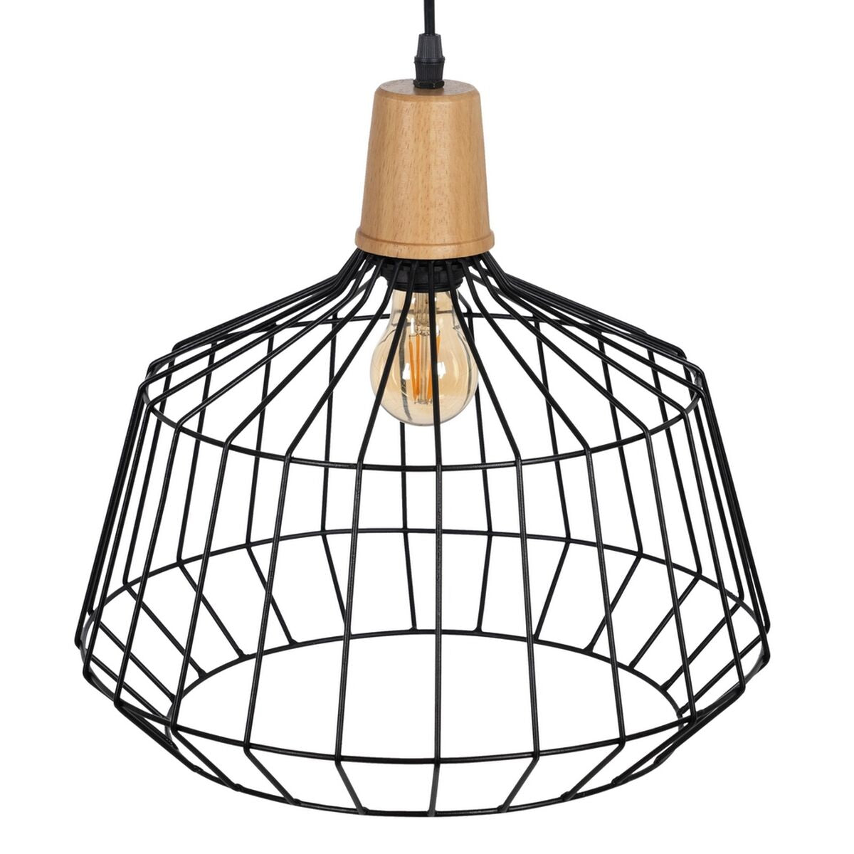 Natural Black Ceiling Lamp Wood Iron 220-240 V 36 x 36 cm