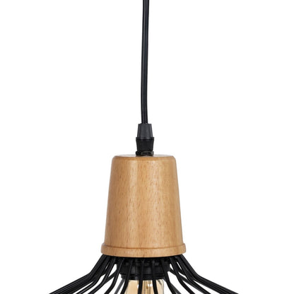 Natural Black Ceiling Lamp Wood Iron 220-240 V 36 x 36 cm