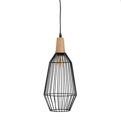 Natural Black Ceiling Lamp Wood Iron 220-240 V 20 x 19.5 cm