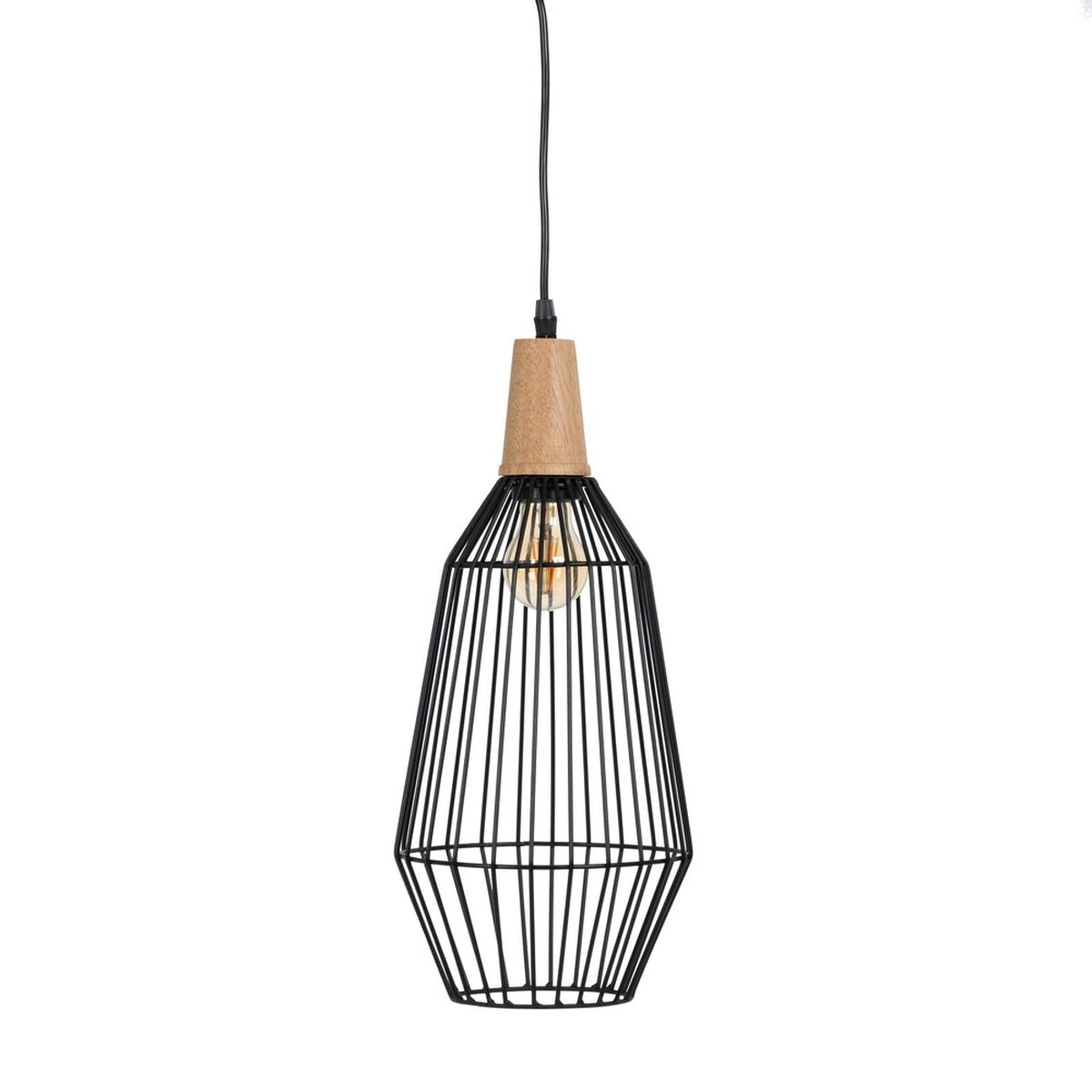 Natural Black Ceiling Lamp Wood Iron 220-240 V 20 x 19.5 cm