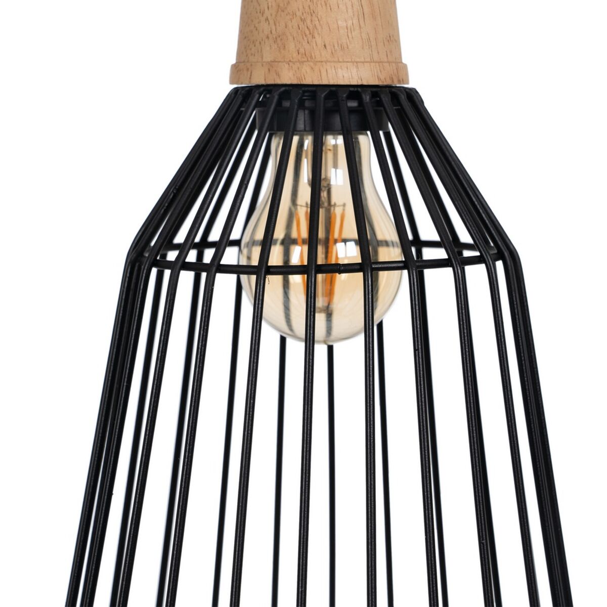 Natural Black Ceiling Lamp Wood Iron 220-240 V 20 x 19.5 cm