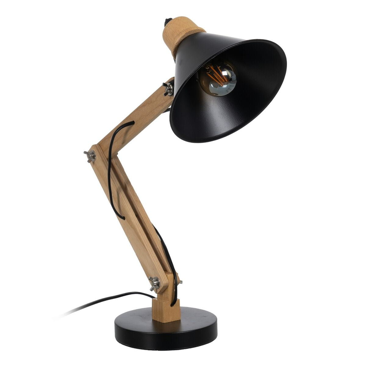 Table Lamp Black Natural Wood Iron 60 W 220-240 V 39 x 19 x 55 cm