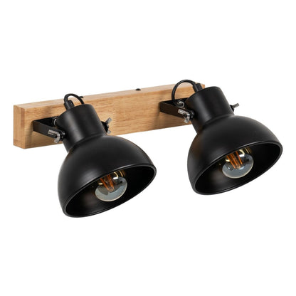 Wall Lamp Black Beige Wood Iron A 220-240 V 36 x 21 x 17 cm