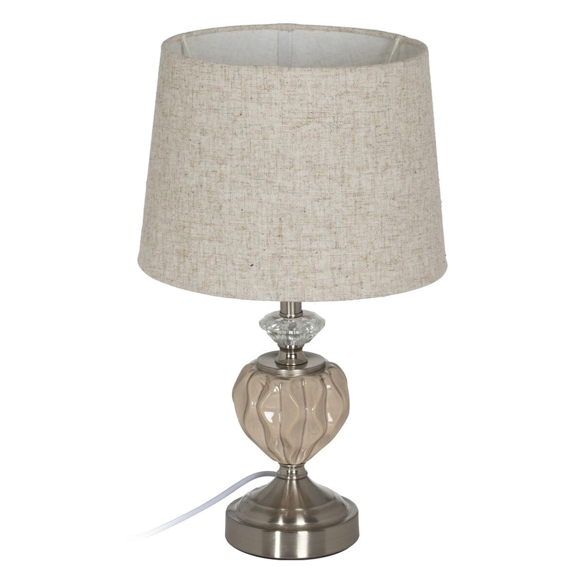 Table Lamp Beige Silver Metal Crystal 10 W 220 V 27 x 27 x 44 cm