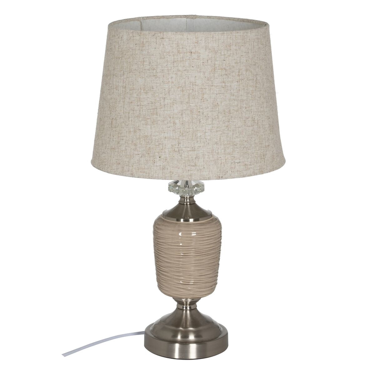 Table Lamp Beige Silver Metal Crystal 10 W 220 V 31.5 x 31.5 x 54 cm