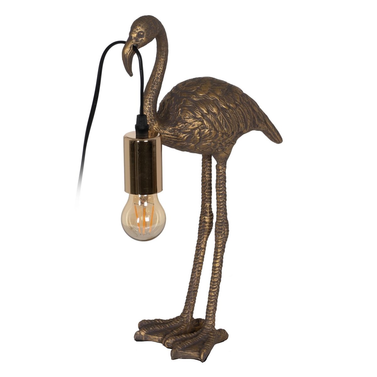 Flamingo Table Lamp Golden Polyresin 40 W 220-240 V 23 x 11.5 x 39.5 cm